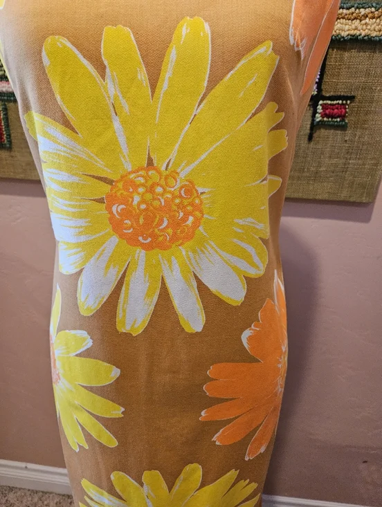 Vintage Handmade Hawaiian Floral Print MCM Wiggle Maxi Dress - Picture 5 of 15